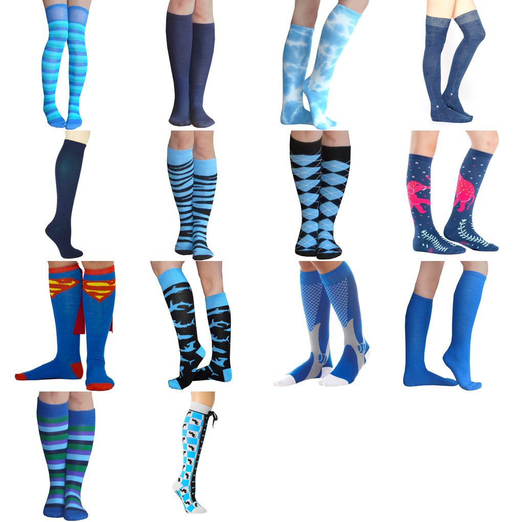 blue knee socks